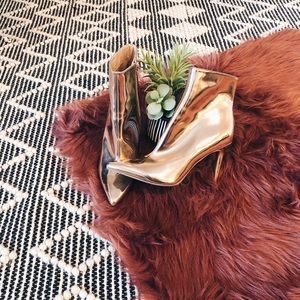 SOLD: NASTY GAL Thalia Sodi Metallic Rose Gold Boot Heels